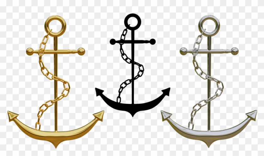 Anchor, Trailers, Jewellery, Isolated, Gold, Silver - Ancora Tatuaggio Clipart