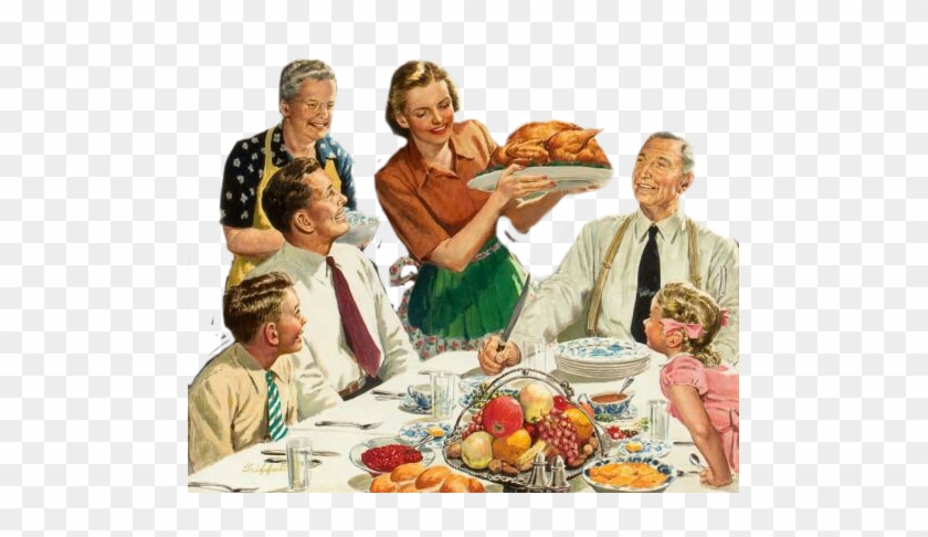 #vintage #retro #thanksgiving #dinner #family #turkey - Thanksgiving Family Dinner Vintage Clipart