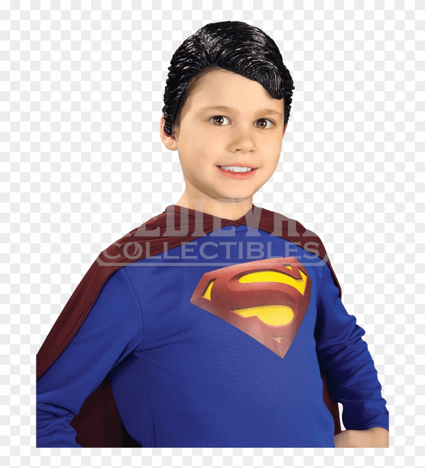 Kids Deluxe Superman Vinyl Wig - Costume Clipart
