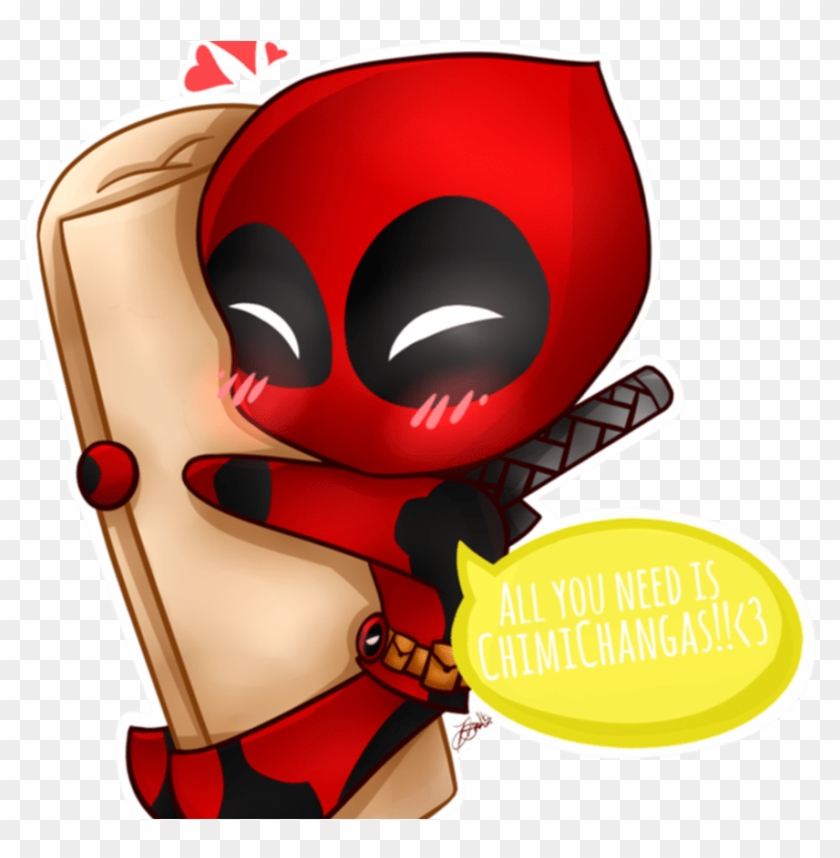 Collection Of Free Deadpool Drawing Valentine's Day - Chibi Deadpool Chimichanga Clipart