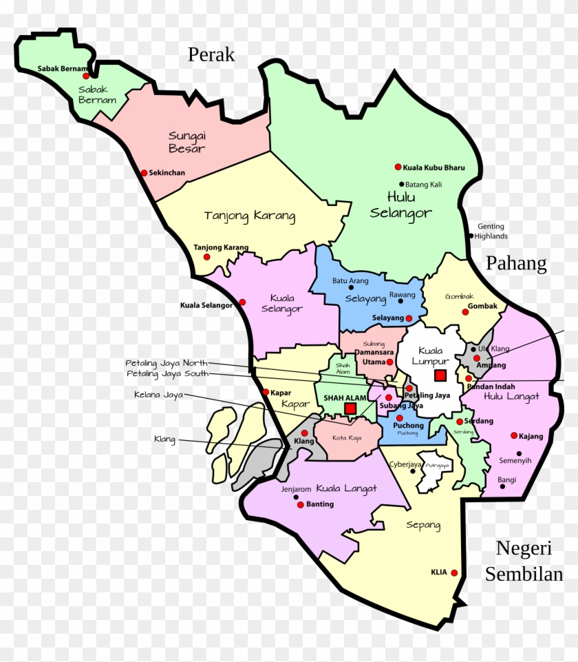 World Map Clipart Malaysia Map - Map Of Selangor Malaysia - Png Download