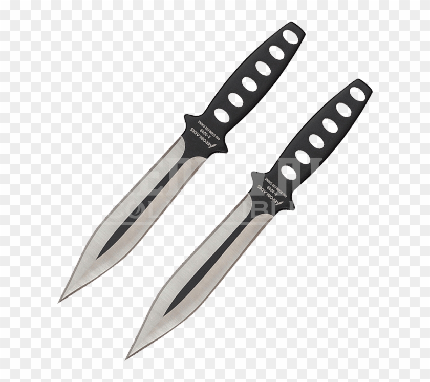 2 Piece Black Wing Throwing Knives - Medieval Throwing Knives Clipart