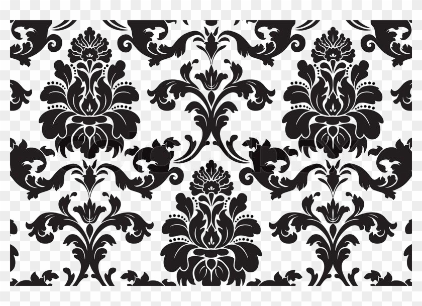 Damask Png Image Background - Damask Pattern Black And White Clipart
