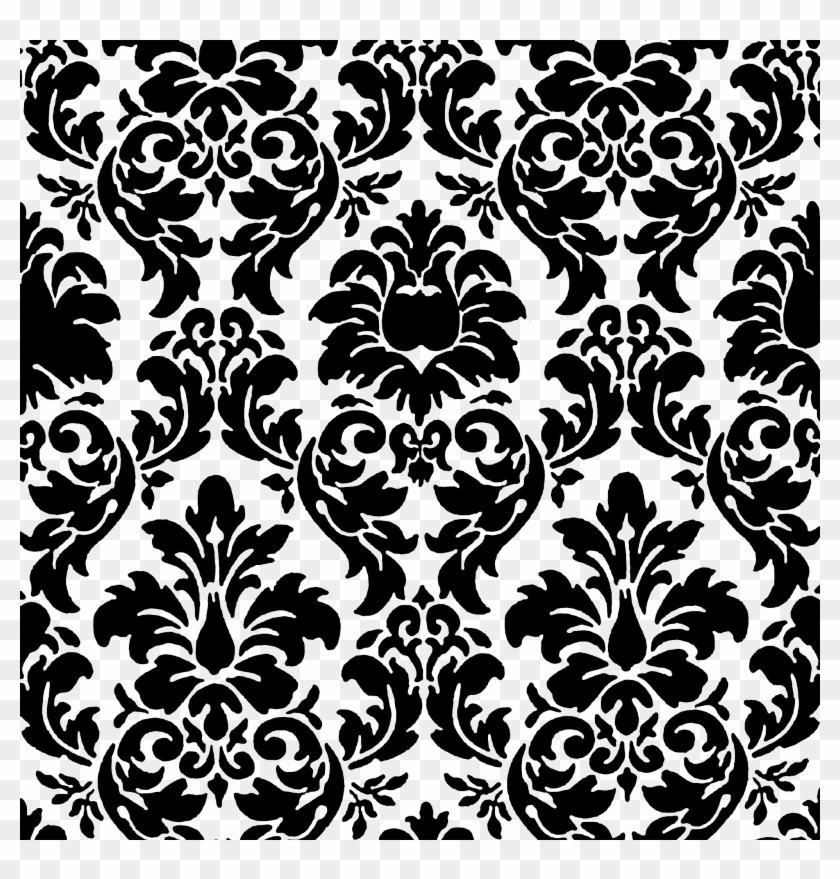 Damask Png Photo - Black And White Damask Pattern Clipart #3273641