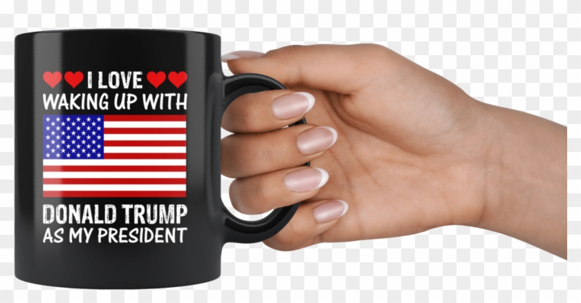 I Love Waking Up With Donald Trump As My President - American Flag Clipart