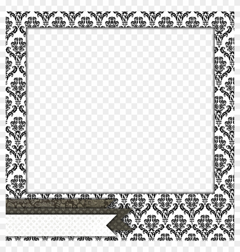 Images For Black And White Damask Border - Clip Art - Png Download