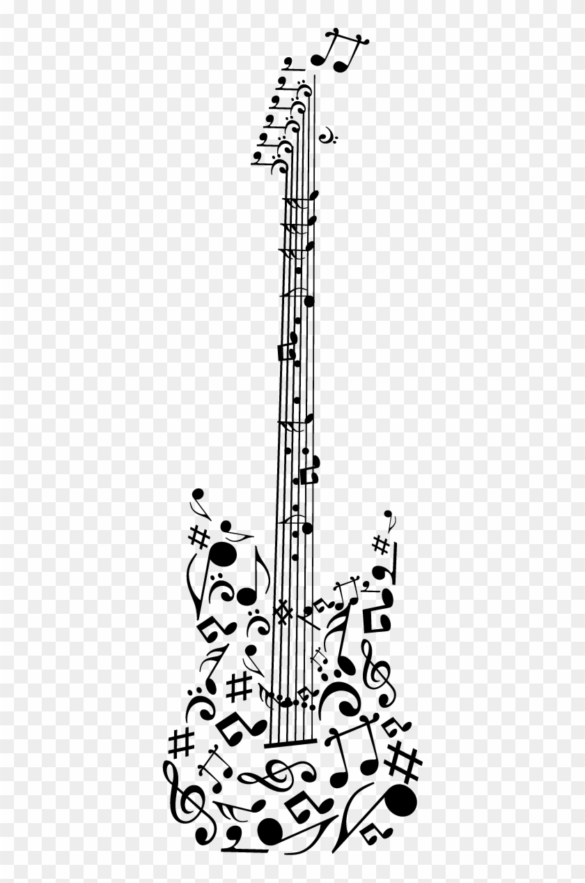 Vinilo Decorativo Guitarra Pentagrama - Guitarra Com Notas Musicais Clipart #3275048