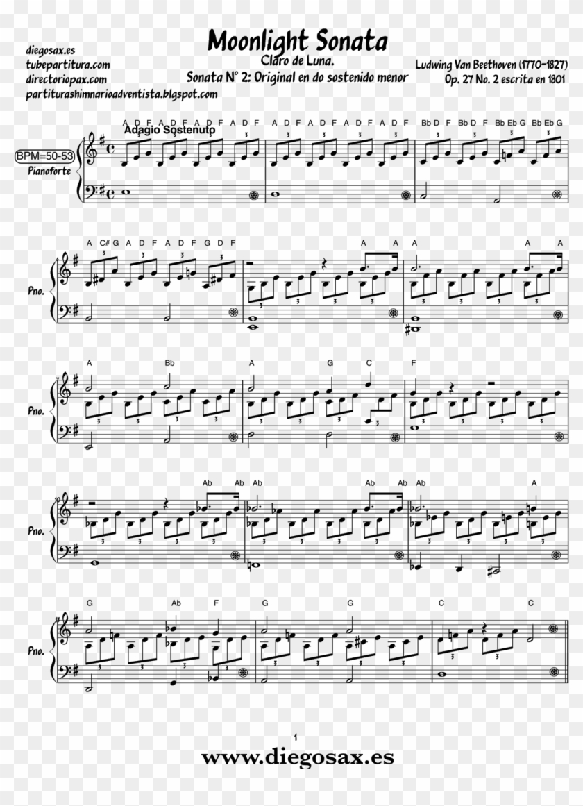 Moonlight Sonata Partitura Piano Clipart