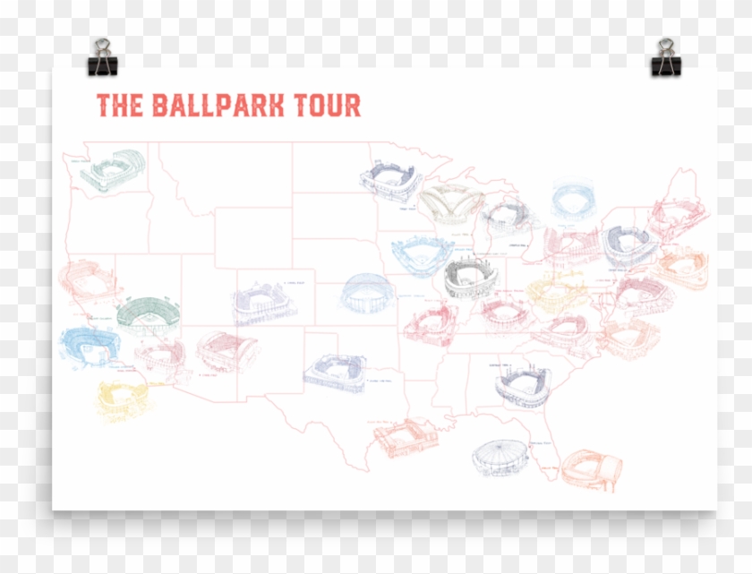 Mlb Stadiums Map - Paper Clipart