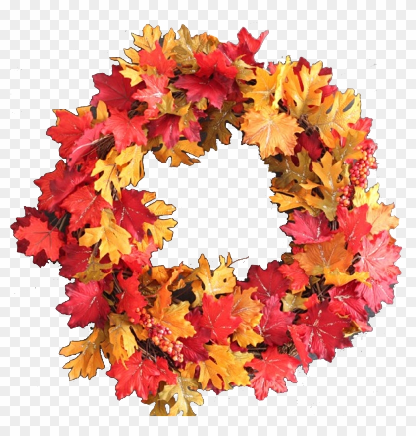 You Could Use A Straw Wreath, A Grapevine Wreath Or - Fall Leaves Wreath Png Clipart