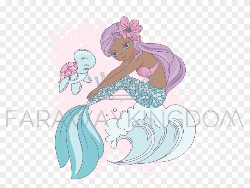Wave Mermaid Underwater Princess Walk Vector Illustration - Cartoon Clipart #3276028