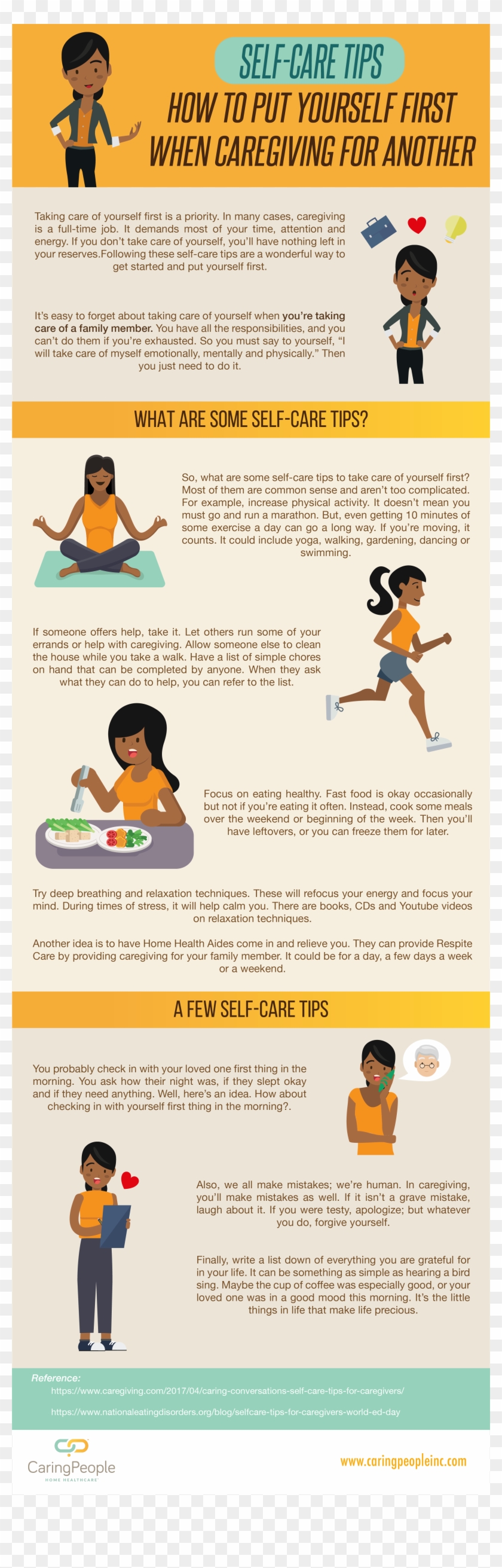 Self Care Tips For Caregivers Infographic - Self Care Tips Clipart