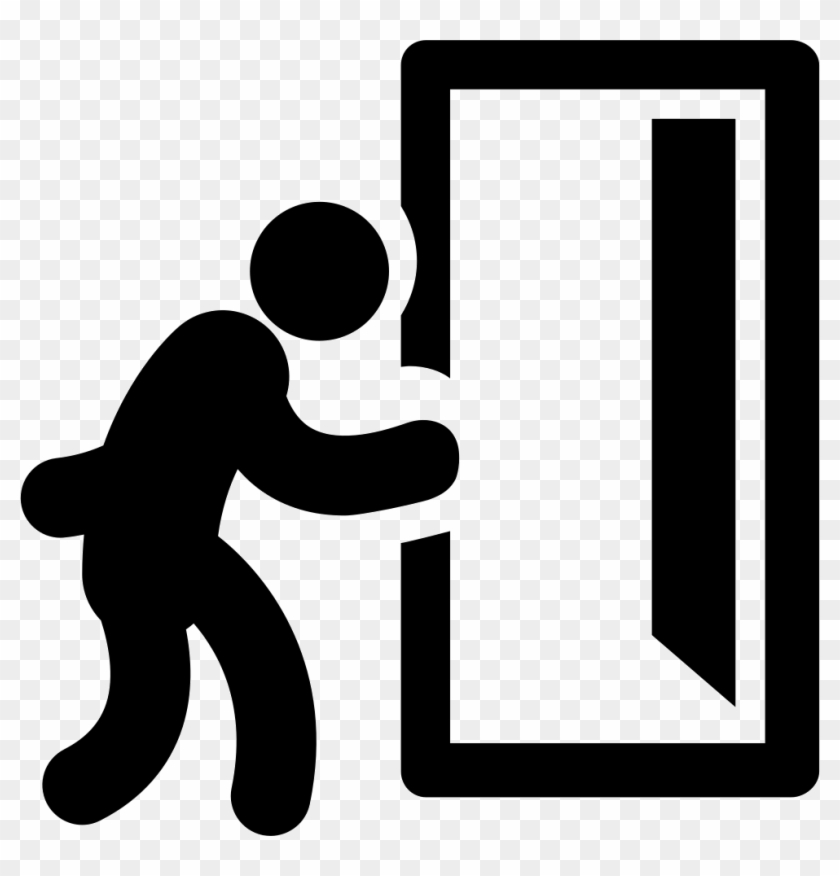 Man And Opened Exit Door Comments - Person Opening Door Icon Clipart