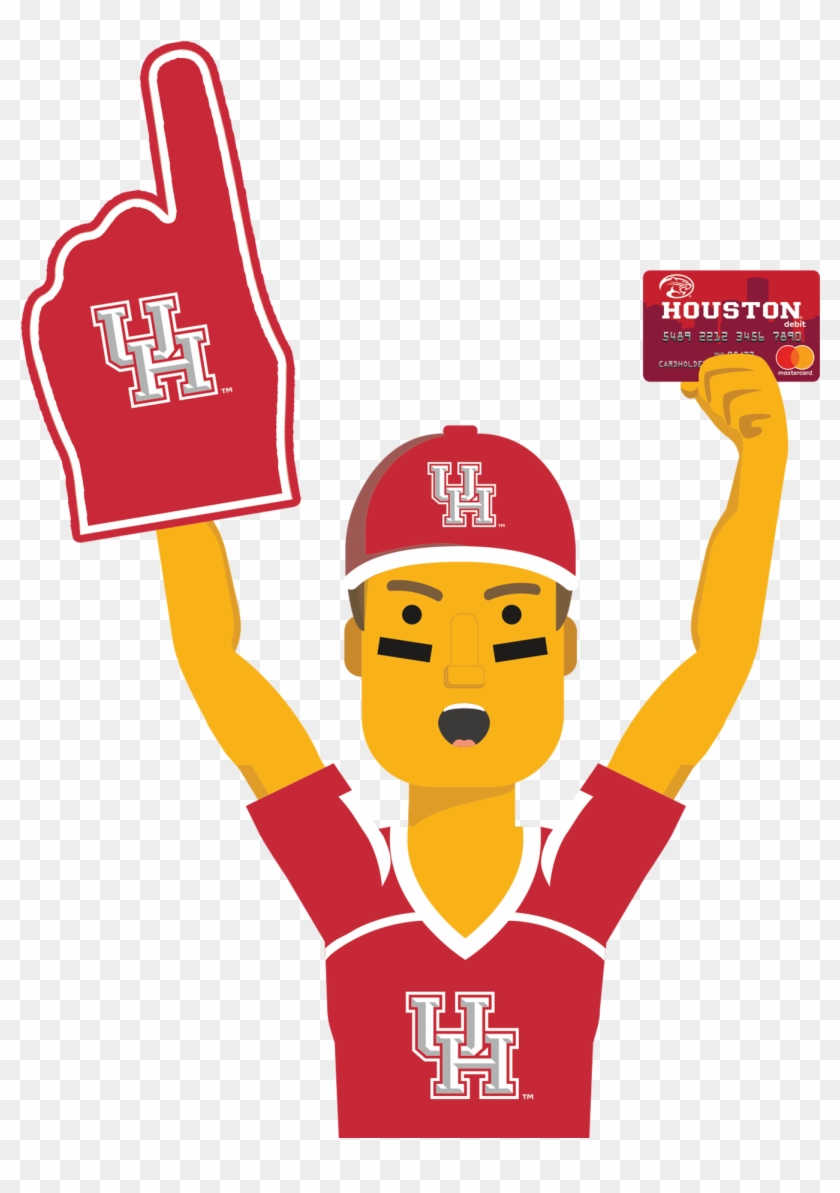 Houston Ultimate Fan Holding The Houston Cougars Fancard Clipart