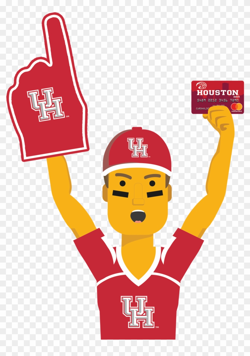 Houston Ultimate Fan Holding The Houston Cougars Fancard Clipart #3278705