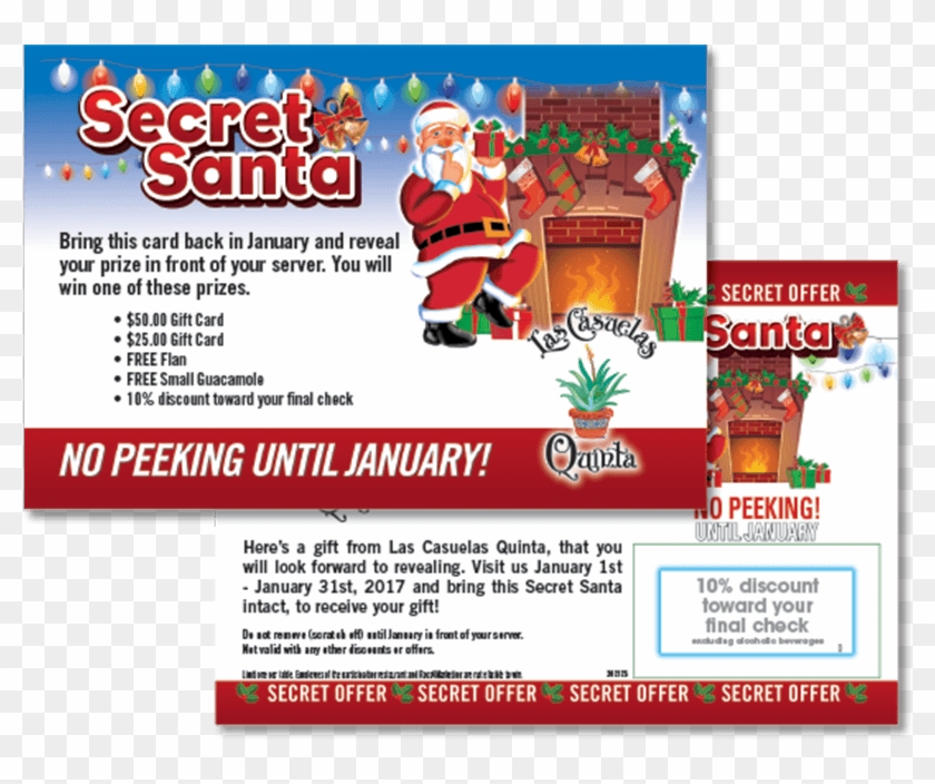 Secret Santa Scratch-off Card For Las Casuelas - Flyer Clipart