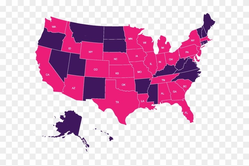 Sigma Lambda Gamma At A Specific College Or University - Us Map No Background Clipart #3283203