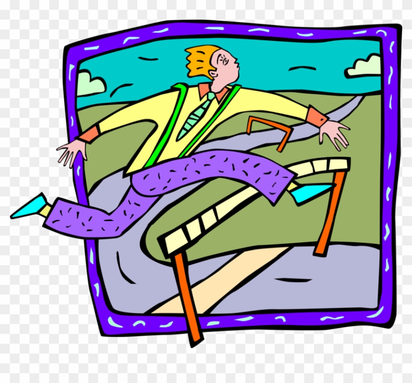 Vector Illustration Of Track And Field Hurdler Running Clipart #3283599