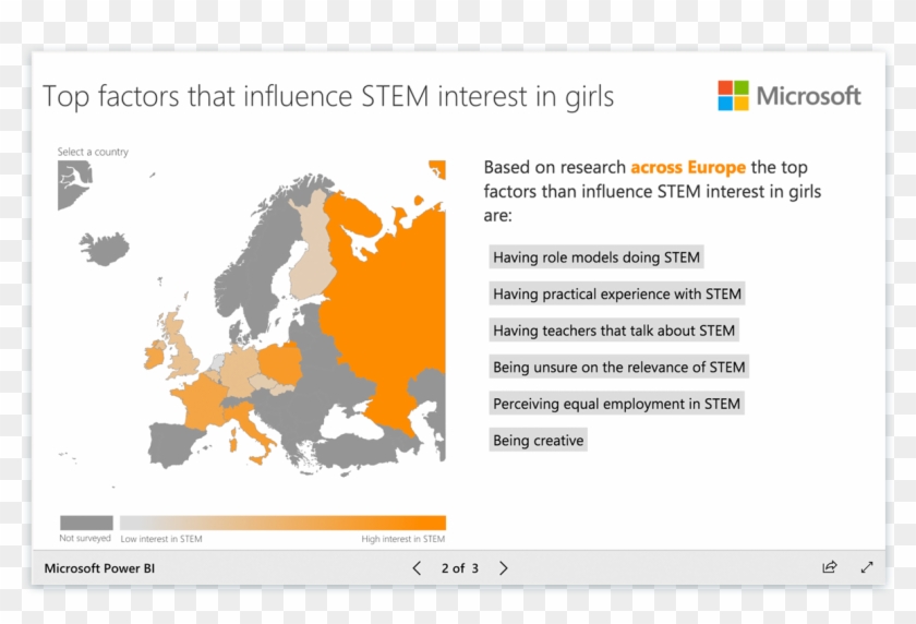 Microsoft Uses Power Bi For Girls In Stem Research - Continent Europa Png Clipart