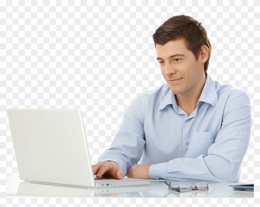 Good Seo Is Long-term And Follows Guidelines - Man With Computer Png Clipart
