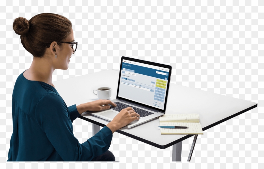 Image Is Not Available - Person On Computer Transparent Clipart