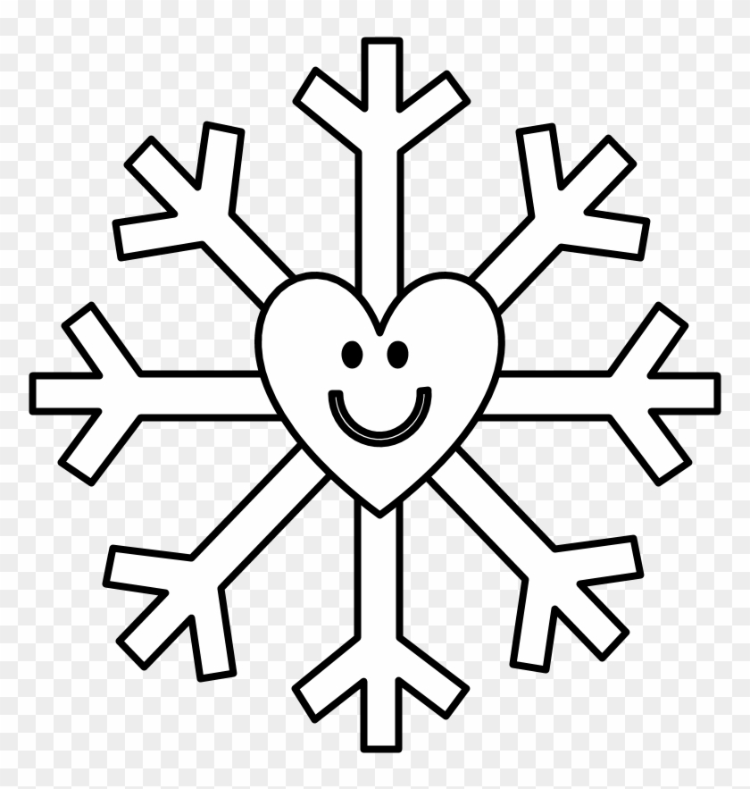 Snowflake, Smiley Face, Heart, Black And White, Png - Snowflake Template Clipart