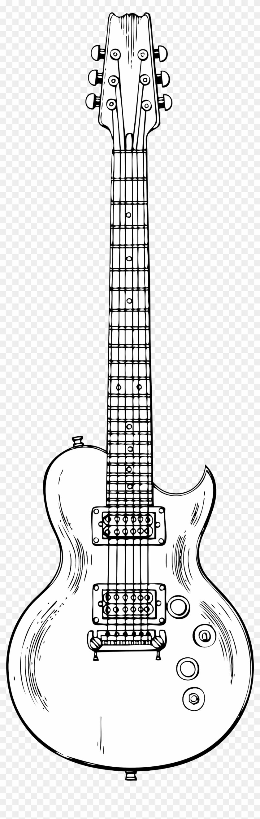 Electric Guitar Black White Line Art 999px 549 - Les Paul Guitar Drawing Clipart