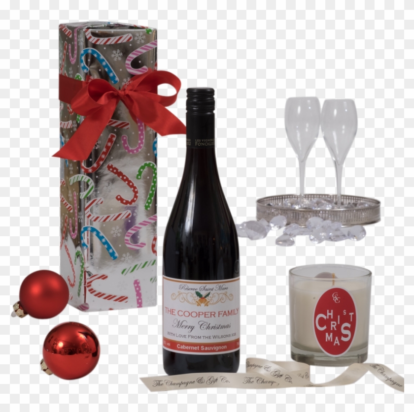 Christmas Personalised Red Wine Bottle - Glass Bottle Clipart
