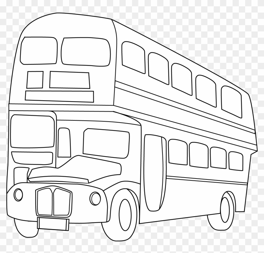 School Bus Black And White Double Decker Bus Clipart - Double Decker Bus Line Drawing - Png Download #3287883