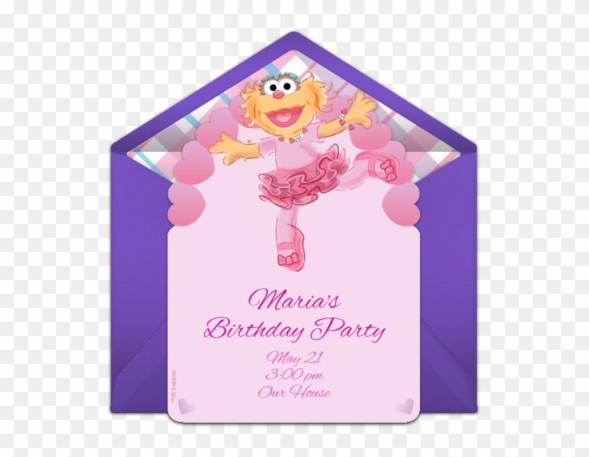 Free Sesame Street Party Invitation With A Zoe Ballet - Greeting Card Clipart