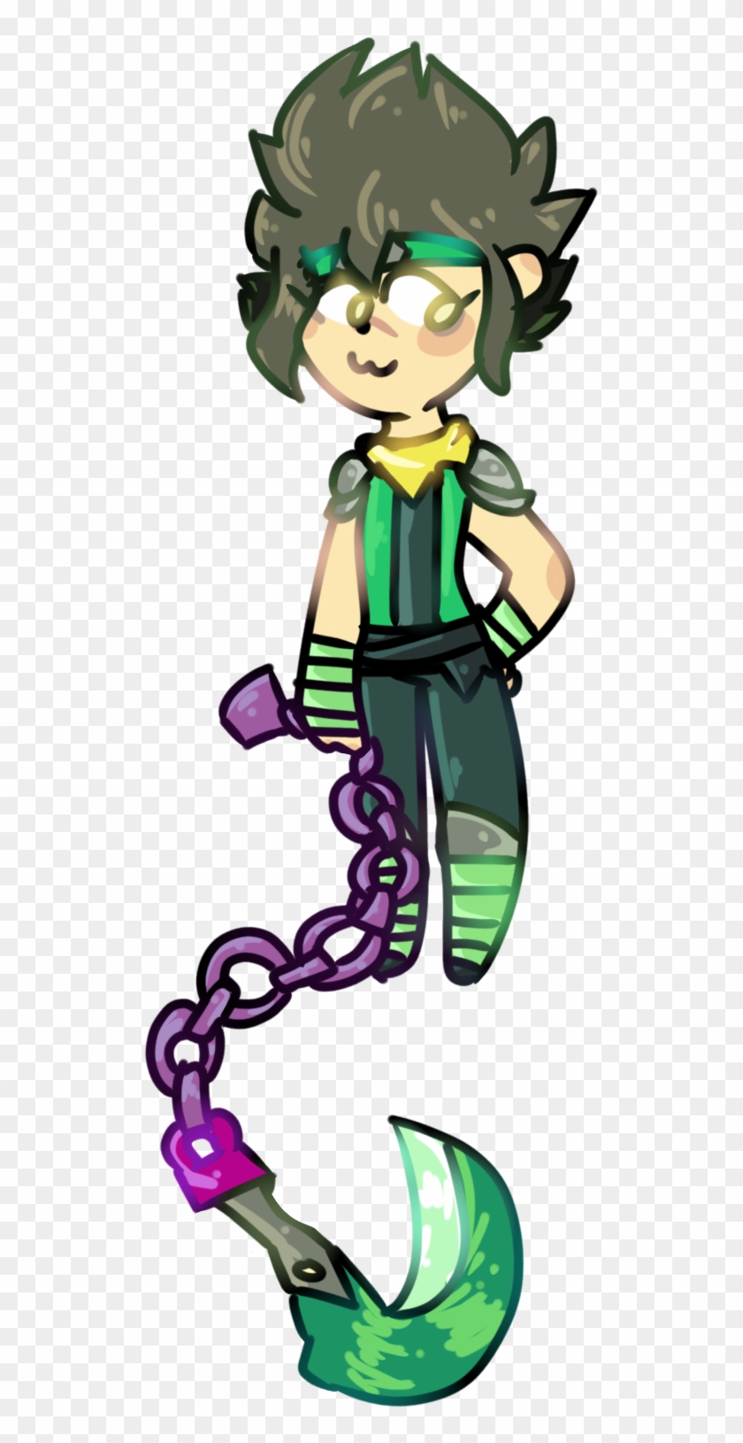 Fan Creationguy With Weird Spiky Hair And A Kusarigama - Cartoon Clipart