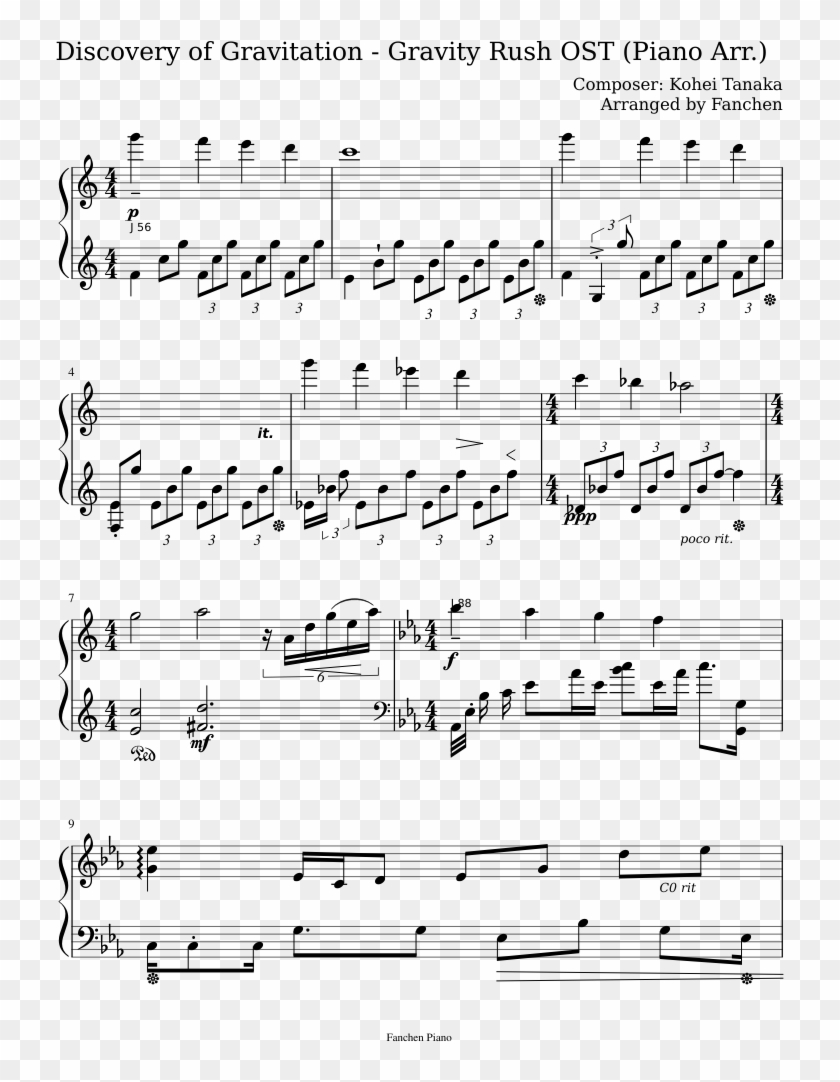 Discovery Of Gravitation - Gravity Rush Sheet Music Clipart