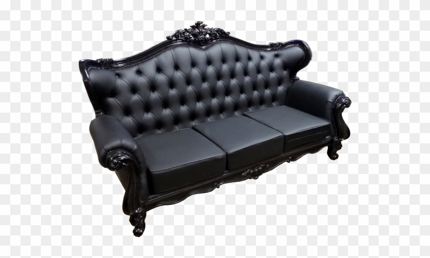 Black Victorian Sofa - Black Leather Victorian Couch Clipart