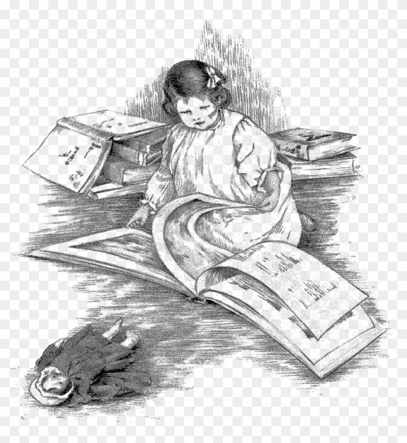 Digital Children Reading Books Downloads - Sketch Clipart #3295650
