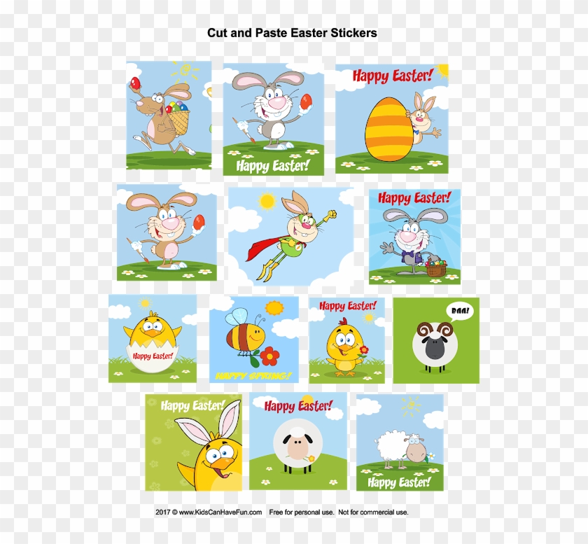 Kids Can Cut Out These Cute Easter Stickers And Paste - Cartoon Clipart