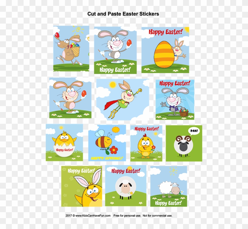 Kids Can Cut Out These Cute Easter Stickers And Paste - Cartoon Clipart #3295731