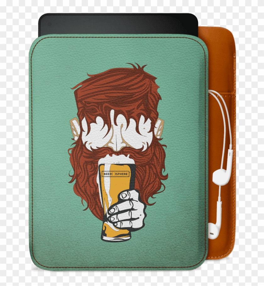 Dailyobjects Beer Sphere Beard Real Leather Sleeve - Cartoon Clipart