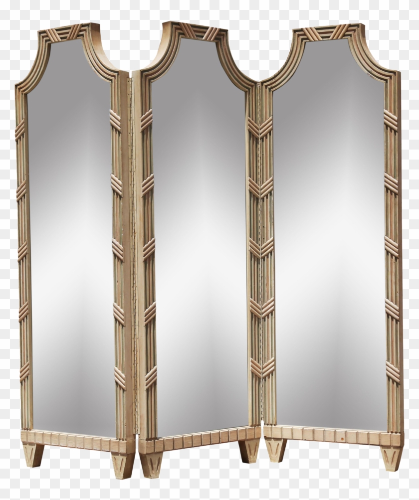 Vintage Large Mirrored Pagoda Screen Room Divider Would - Cupboard Clipart #3298602