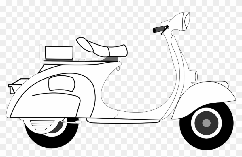 Scooter Vespa Art - Scooter Clipart Black And White - Png Download #3299342
