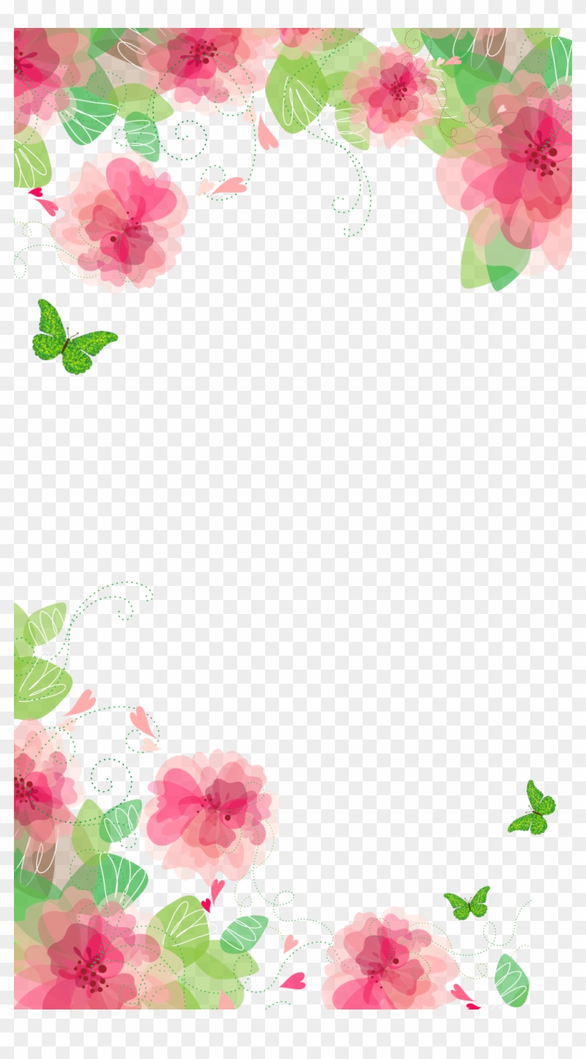 #spring #flowers #butterflies #frame #border #ftestickers - Flower Background Clipart #3299536