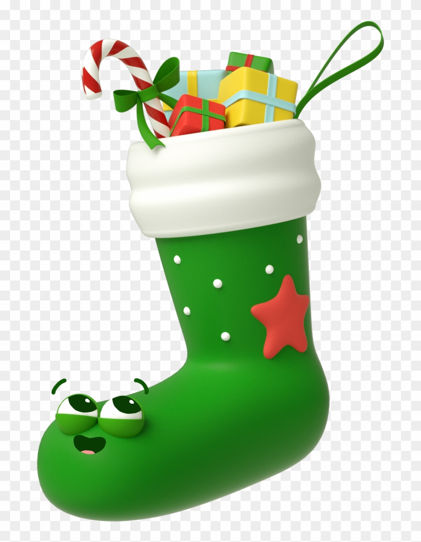 The Stickers Were First Animated In 3d Before Adding - Christmas Stocking Clipart