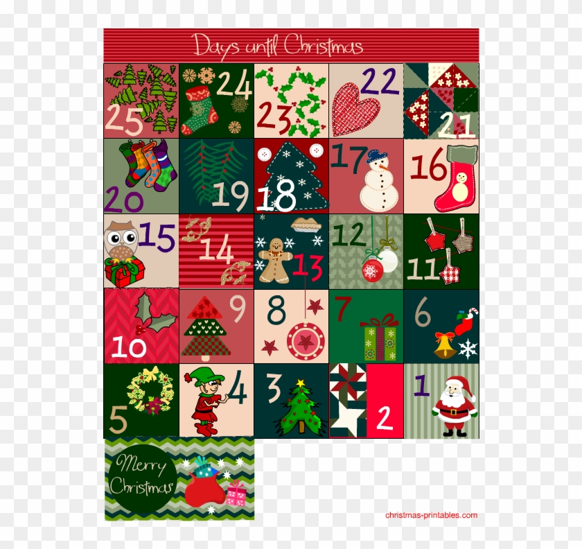 Free Printable Christmas Countdown Calendar - Illustration Clipart