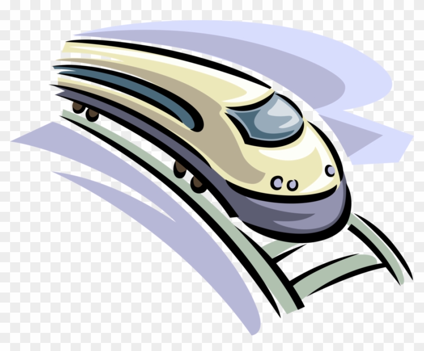 Vector Illustration Of High Speed Bullet Train Rail - Illustration Clipart