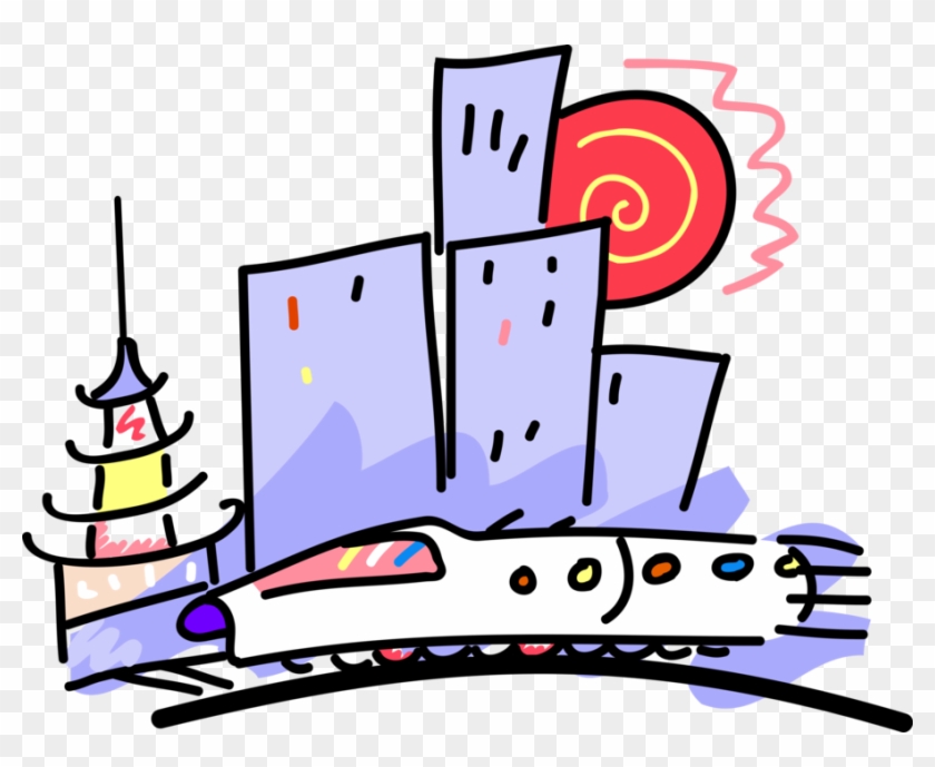 Vector Illustration Of Shinkansen Japanese High-speed Clipart #3299908