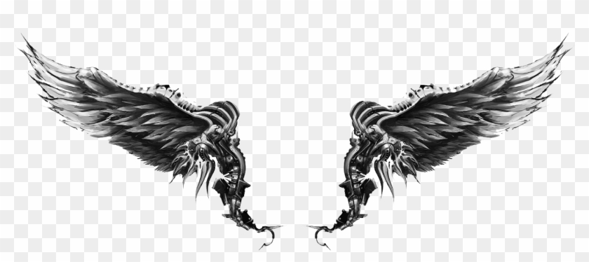 Wings Tattoos Death Angel Png - Black Wings White Background Clipart
