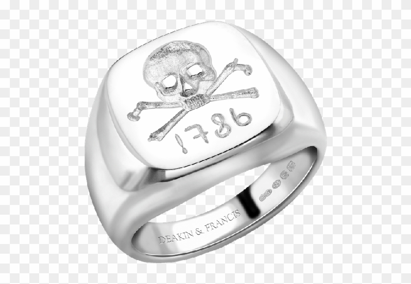 Deakin & Francis Sterling Silver Skull & Crossbones - Skull And Crossbones Signet Ring Clipart #330638