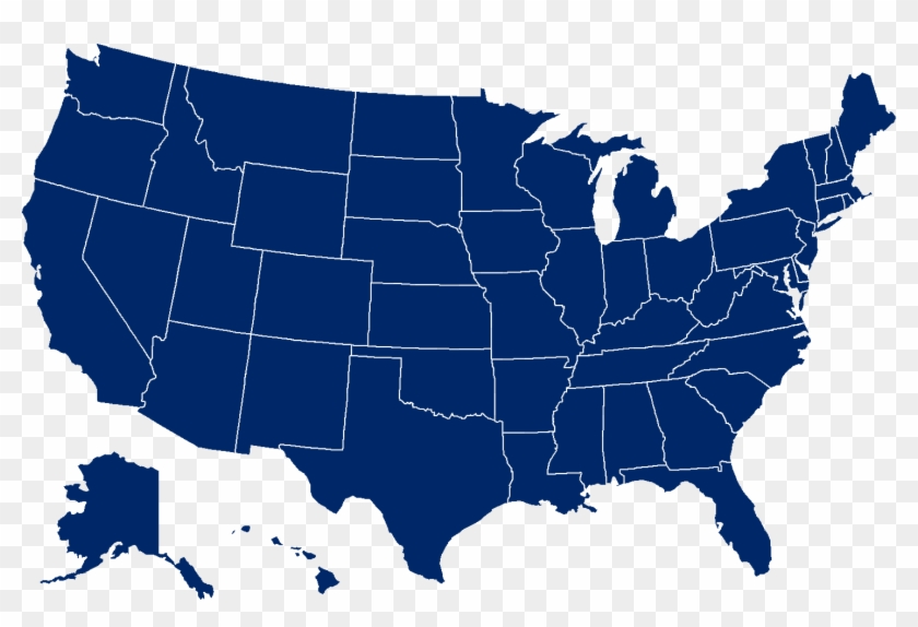 Usa Map Png - Blue Map Of The Us Clipart