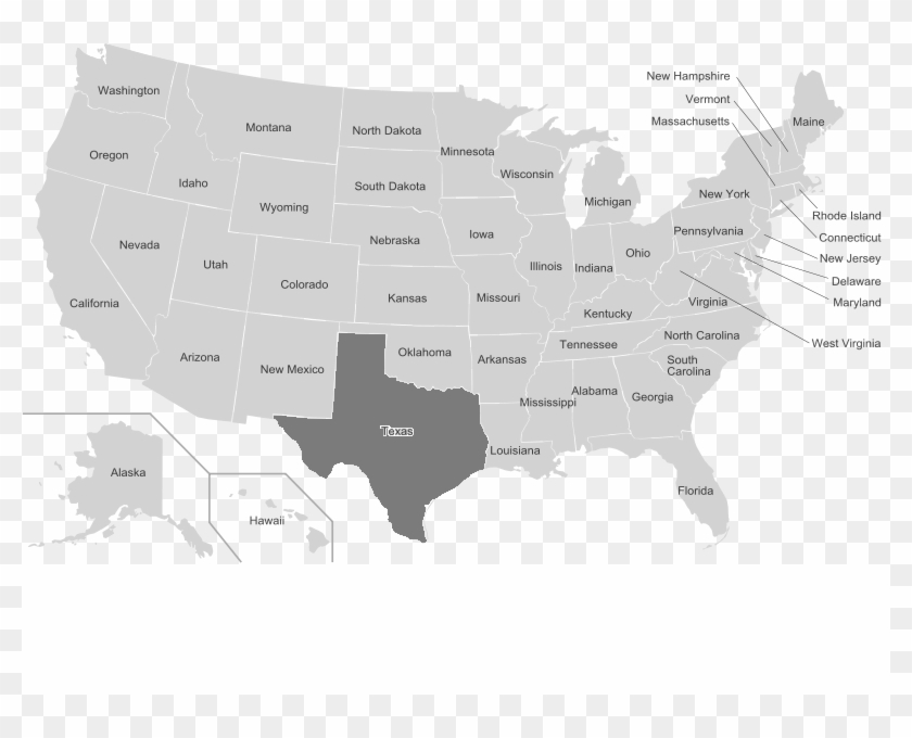 Us Map Texas Highlighted - Texas On A Us Map Clipart #331033