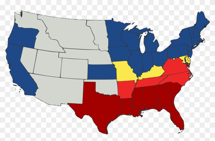 Us Secession Map - Map American Civil War Clipart