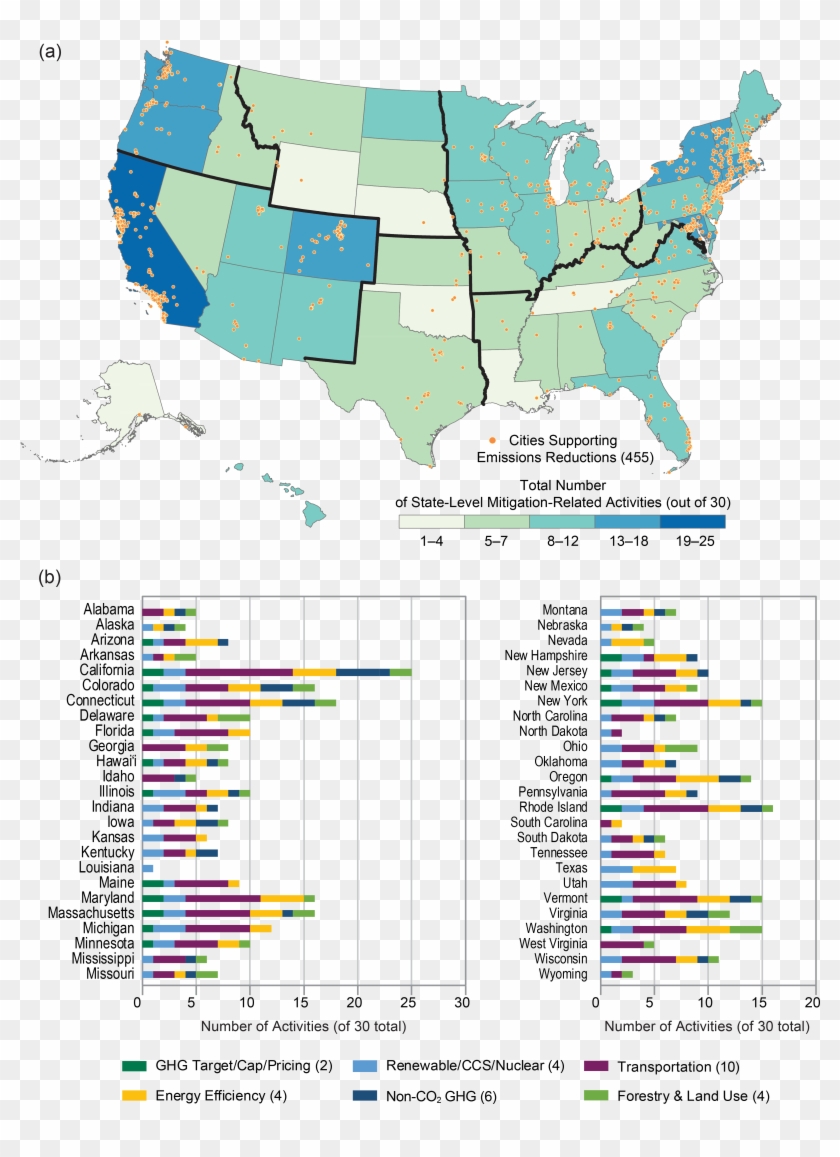 Map Of Both City And State Level Emissions Mitigation - Yale Climate Opinion Maps 2018 Clipart